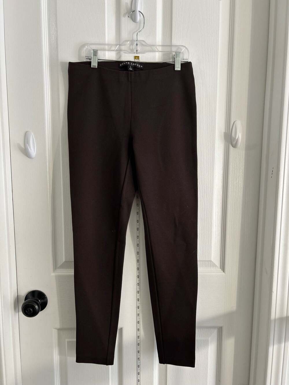 Ralph Lauren Brown Slim Straight Pants Women’s M Minimalist Stretch Trousers